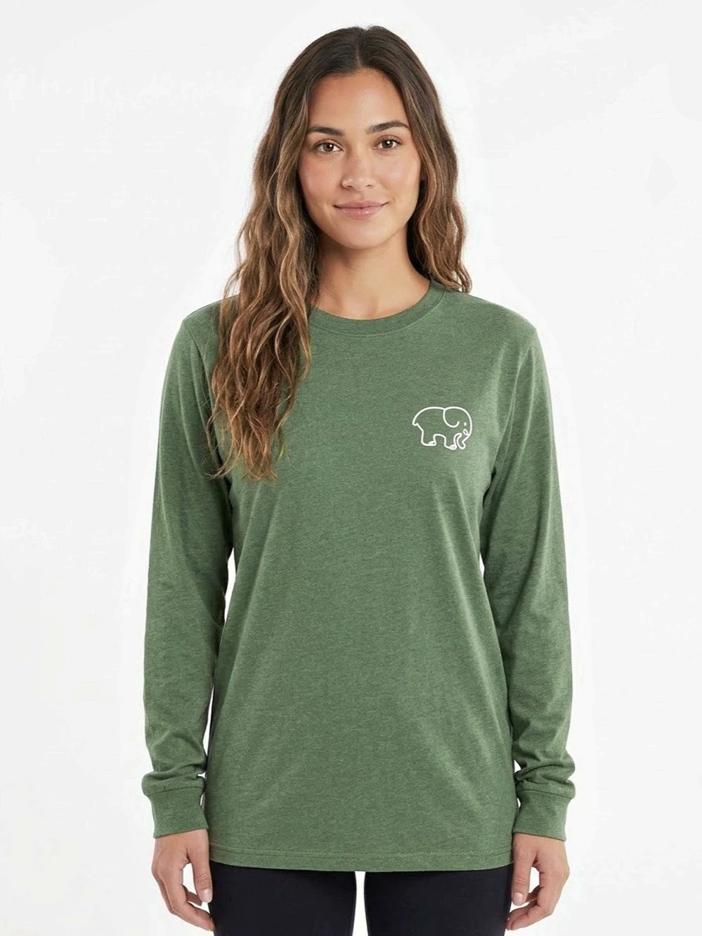 Ivory Ella Long Sleeve Crew Tee Forest Green SZ LG Oversized Snowy Sweater